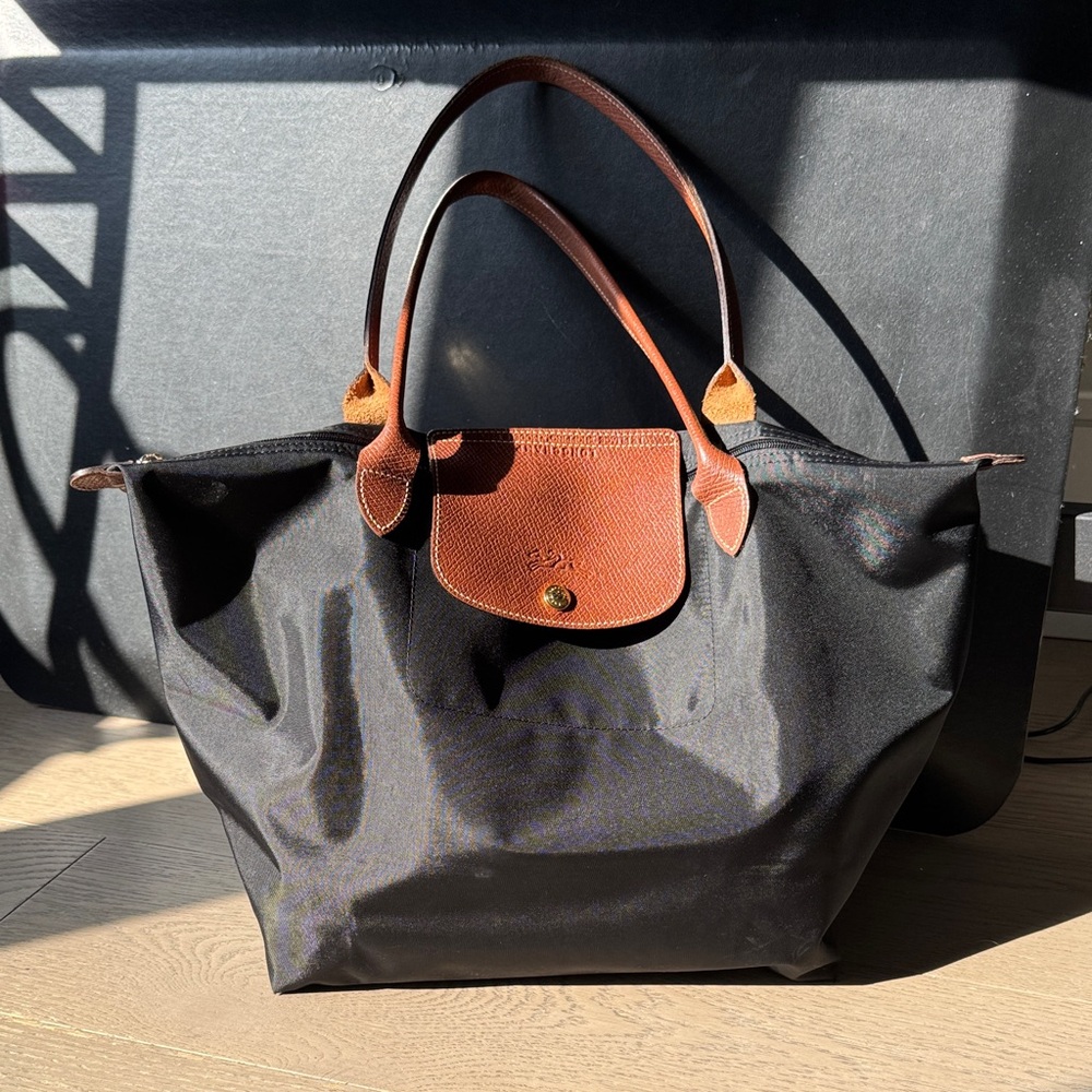LONGCHAMP Large Le Pliage Original Shoulder Bag - Black/Brown - Fall Classic